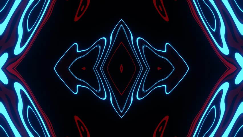 Neon colors flowing and creating psychedelic, hypnotic animation with dynamic visual patterns emerging through vibrant digital art design against dark backdrop
