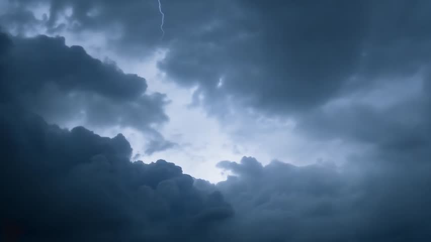 lightning strikes through dramatic storm clouds