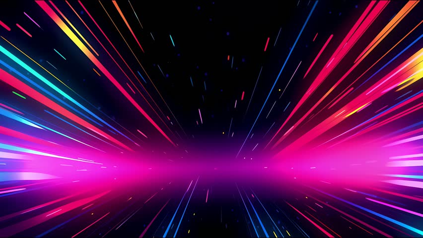 Comic-style animated VFX loop with neon glows and particle effects. Ideal for video game visuals and psychedelic motion graphics.