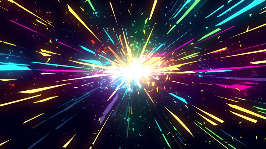 Comic-style animated VFX loop with neon glows and particle effects. Ideal for video game visuals and psychedelic motion graphics.