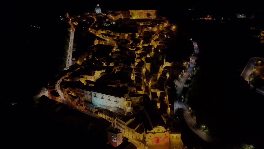 Drone flights over Ragusa Ibla during night