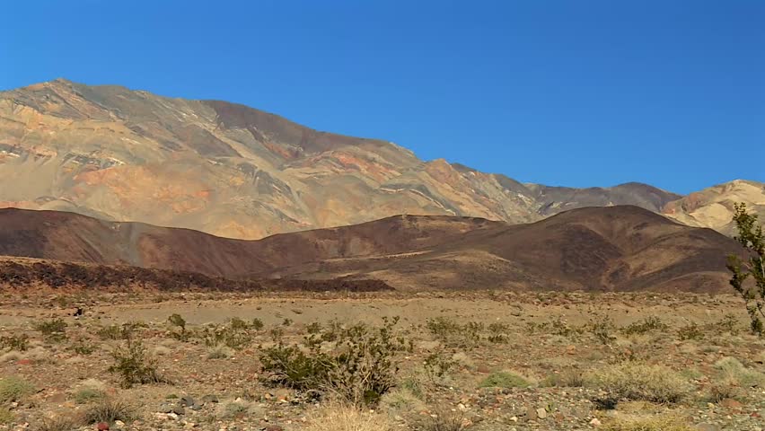 Barren Landscape And Mountains Of Death Valley National Park In California, USA. Wide Shot