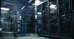 Timelapse Footage of Diverse Female and Male IT Professionals Working in a Technological Data Center Facility for AI Machine Learning. Specialists Using Computers, Walking, Installing Hardware - Powered by Shutterstock - Get 15% off with code: PIKWIZARD15