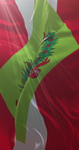 Santa Catarina state flag, Brazil. Loop. 4K Vertical