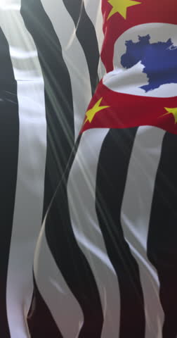 Sao Paulo state flag, Brazil. Loop. 4K Vertical