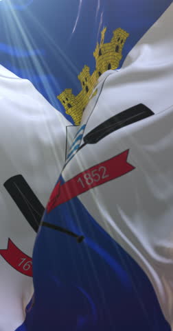 Flag of Teresina, Piaui state flag, Brazil. Loop. 4K Vertical