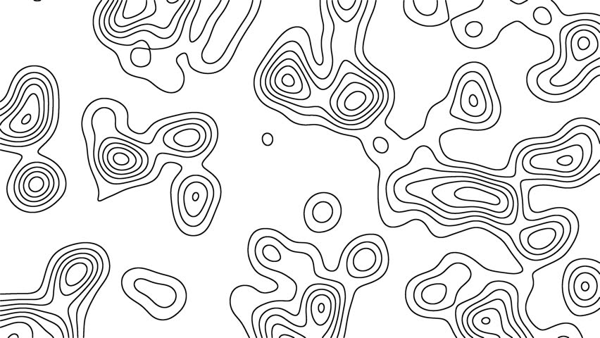 Horizontal monochrome loop background with lines and bubbles.