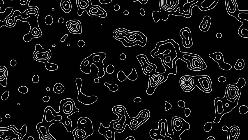 Horizontal monochrome loop background with lines and bubbles.