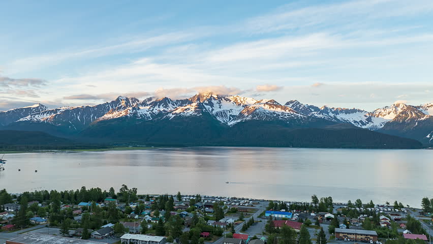 Seward Port City On The Kenai Peninsula In Southern Alaska. Timelapse
