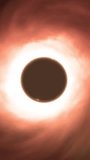 Vertical Top Down View of Black Hole with Glowing Bright Accretion Disk Swirling Around and Strong Gravity Pulling In Gas and Dust. - Powered by Shutterstock - Get 15% off with code: PIKWIZARD15