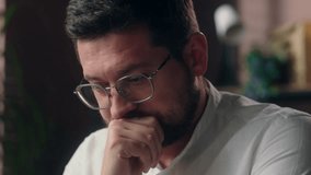 Pensive Caucasian man guy business manager boss using laptop in office entrepreneur search info cyberspace Internet businessman male thinking difficulty problem executive agent working online computer - Powered by Shutterstock - Get 15% off with code: PIKWIZARD15