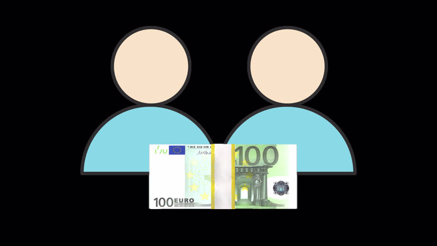Investor Exchange Icon – Animated 100 Euro Deal Motion Graphic. Ideal for EU finance visuals, business transactions, fintech apps, and economic exchange themes with transparent background.