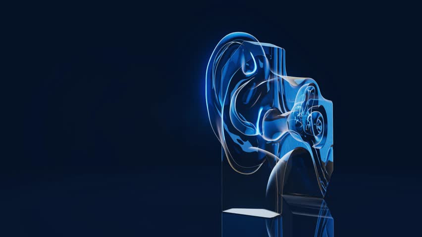 Conceptual 3D animation of an ear anatomy