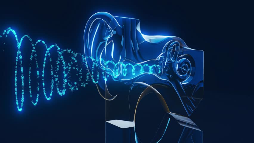 Conceptual 3D animation of an ear anatomy