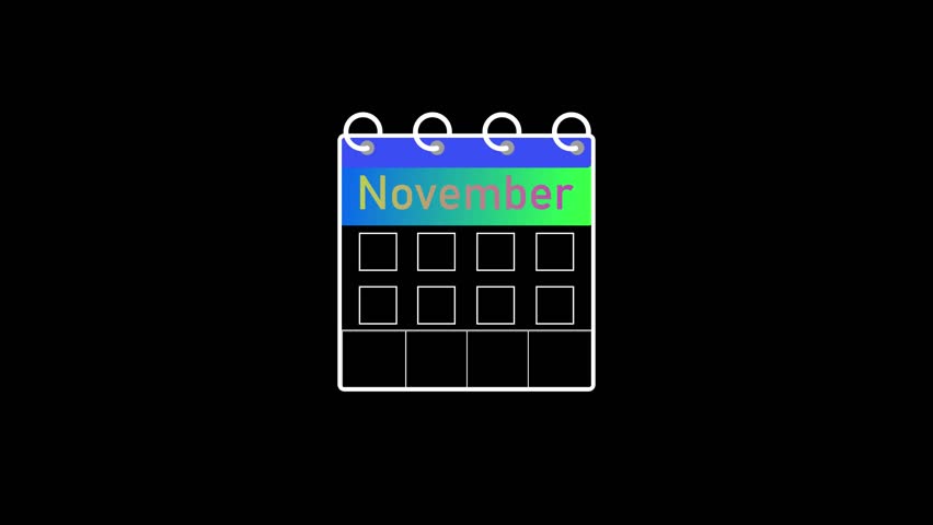 Digital month transition calendar animation November 2025 planner.