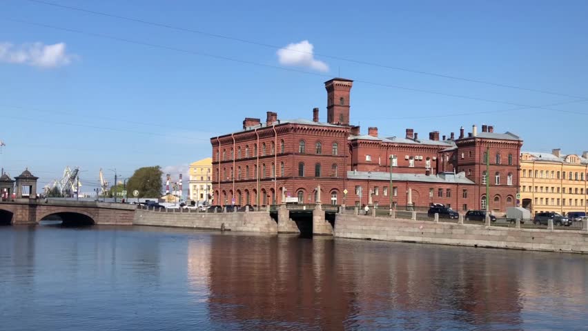 St. Petersburg granite embankments, bridges and canals, ancient buildings