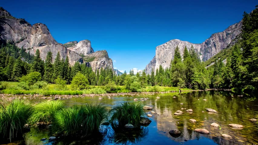 Majestic Yosemite Valley Landscape with River Reflection