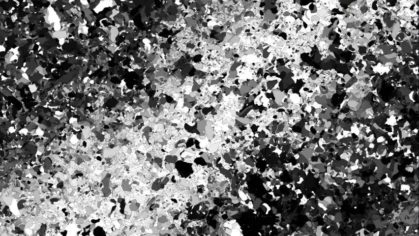 Black and white stone texture background with dense scattered fragments and granular surface detail. Light gray and white pieces contrast with dark black areas, forming a high contrast speckled pattern that fills the entire frame. The image has a rough mineral look with fine particle variation. Suitable for event screen visuals and LED display backgrounds.