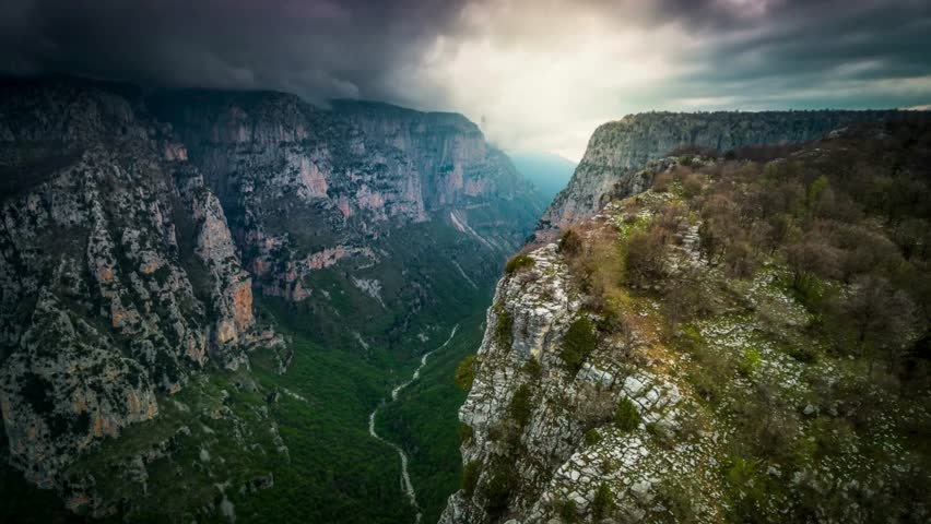 Dramatic Aerial View of a Deep Gorge Landscape