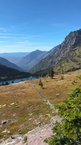Overlook of Hidden Lake and majestic mountains in Glacier National Park