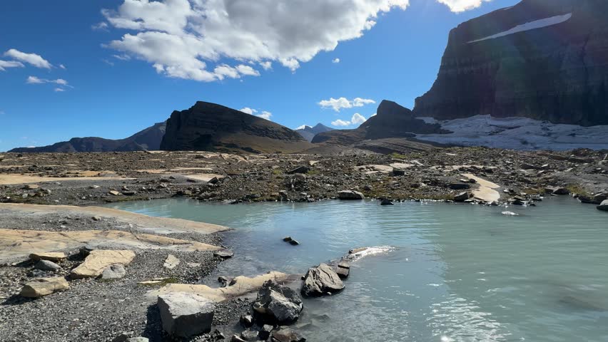 Beautiful fall day and an amazing view of Grinnell Glacier during a hike in Glacier National Park