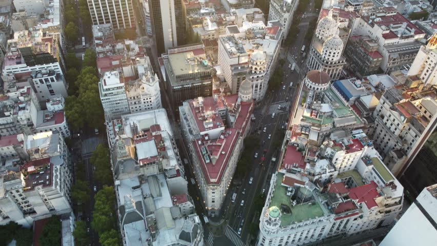 Aerial view of buenos aires city center, featuring avenida 9 de julio and edificio republica