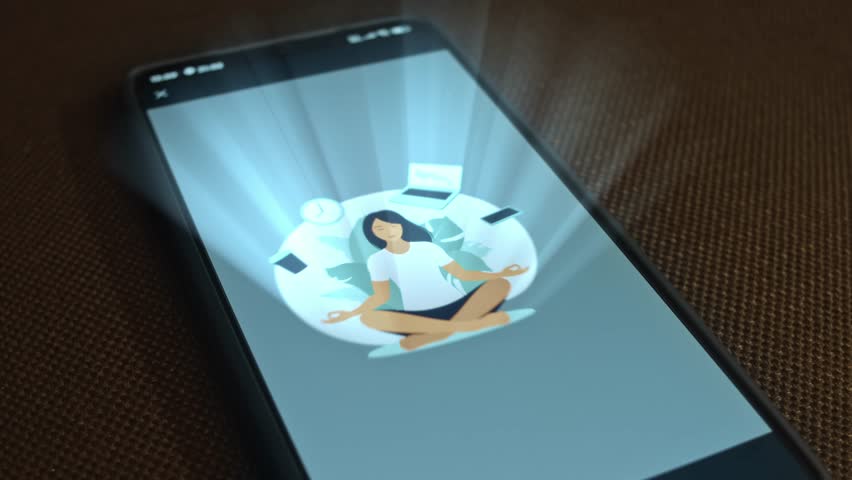 Office meditation pause, business yoga concept, presentation