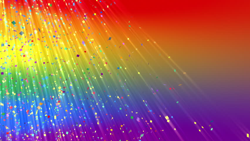 Rainbow flag themed confetti falling seamless loop with copy space. For Pride Month and other LGBTQ celebrations.