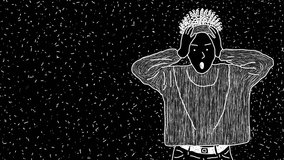 This is a motion graphic animation of a white wiggly hand drawn surprise woman dotted background, on alpha transparent background, on loop - Powered by Shutterstock - Get 15% off with code: PIKWIZARD15