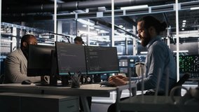 Engineer in data center frustrated by critical error popup on monitor during diagnostics session. IT expert stressed while troubleshooting system fault affecting infrastructure performance, camera A - Powered by Shutterstock - Get 15% off with code: PIKWIZARD15