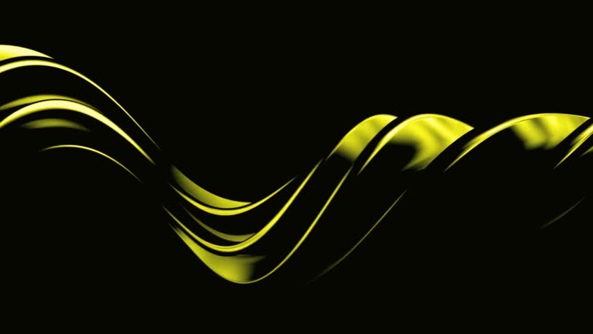 Abstract Yellow Swirling Waves Dark Background Elegant Design Modern Art Graphic Luxurious Fluid Motion Shiny Texture Smooth Curves Dynamic Flowing Lines
