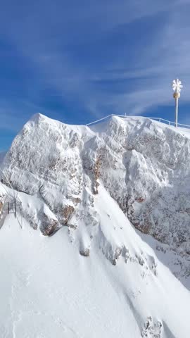 Beautiful view of Zugspitze mountain peak in Germany.