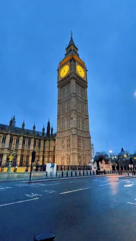 Big Ben, the Houses of Parliament and Westminster bridge in London, United Kingdom.	