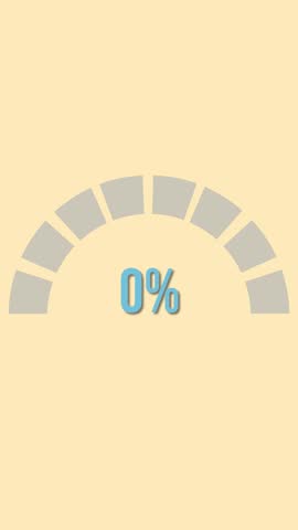 A smooth transition of a percentage bar from 16% to 100% over eight seconds, featuring a teal and yellow color scheme