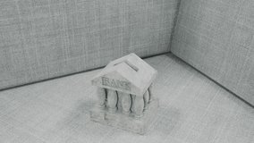 A miniature bank building with a Euro coin on top representing savings. - Powered by Shutterstock - Get 15% off with code: PIKWIZARD15