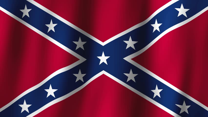 Confederate Battle Flag - Blue Saltire With White Stars On Red Background. closeup shot