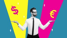 Motion poster trend collage video of happy businessman show hands euro dollar - Powered by Shutterstock - Get 15% off with code: PIKWIZARD15