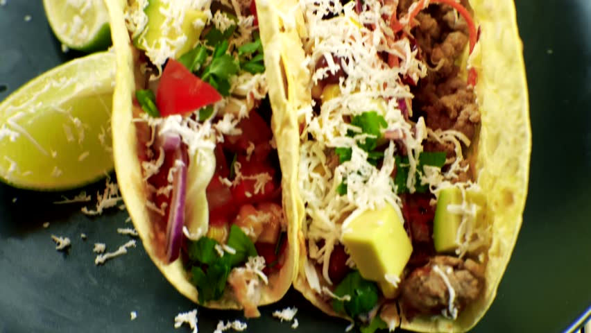 Tasty Mexican Tacos Filled Meat. Homemade American Soft Shell Beef Tacos. Mexican Food Burrito. Tortilla Fast Food. Mexican Pork Carnitas Tacos Fajitas. American Taco Salsa Corn Tortilla Carne Asada
