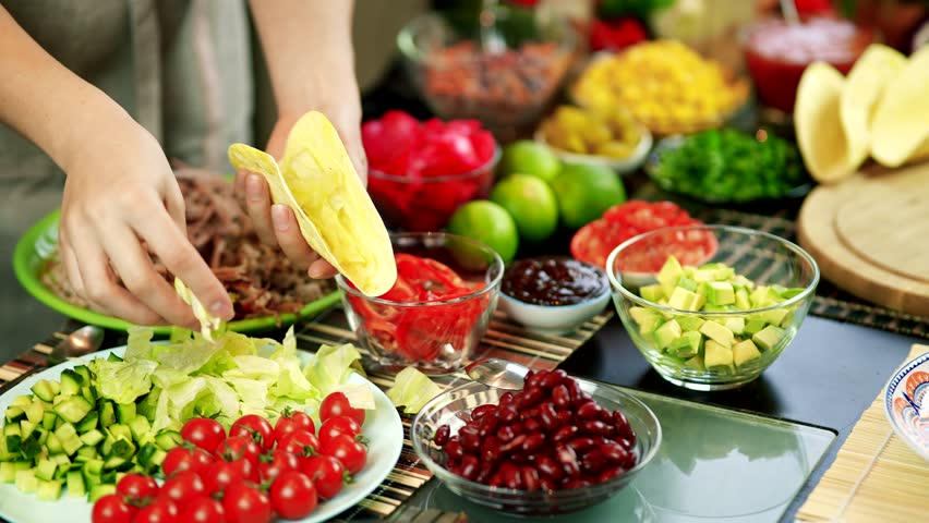 Tasty Mexican Tacos Filled Meat. Homemade American Soft Shell Beef Tacos. Mexican Food Burrito. Tortilla Fast Food. Mexican Pork Carnitas Tacos Fajitas. American Taco Salsa Corn Tortilla Carne Asada