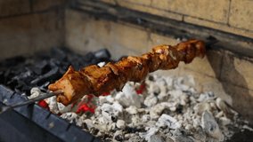 Grilled meat kebab on a metal skewer - Powered by Shutterstock - Get 15% off with code: PIKWIZARD15