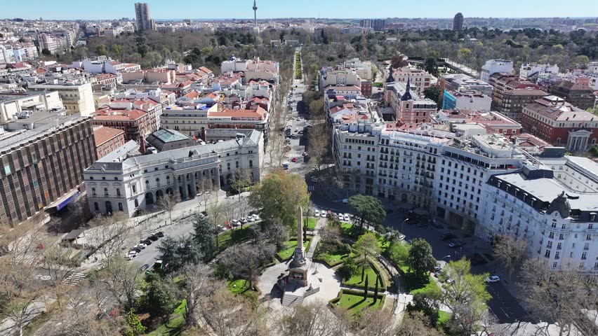 Madrid Stock Exchange At Madrid In Comunidad De Madrid Spain. Cultural Heritage. Downtown Cityscape. Financial Building Skyline. Madrid Stock Exchange In Spain. Beautiful El Retiro Park.