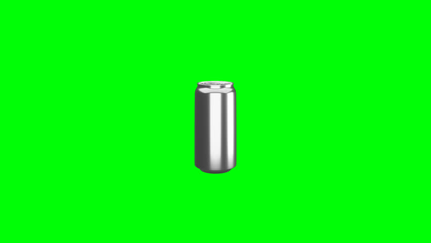 Soda can animation on green screen background, Chroma key, 3d render