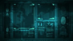 Fingerprint Scanning and Data Processing Animation Surveillance Interface. Biometrics, Technology, Cybersecurity, Identification, Authentication. - Powered by Shutterstock - Get 15% off with code: PIKWIZARD15