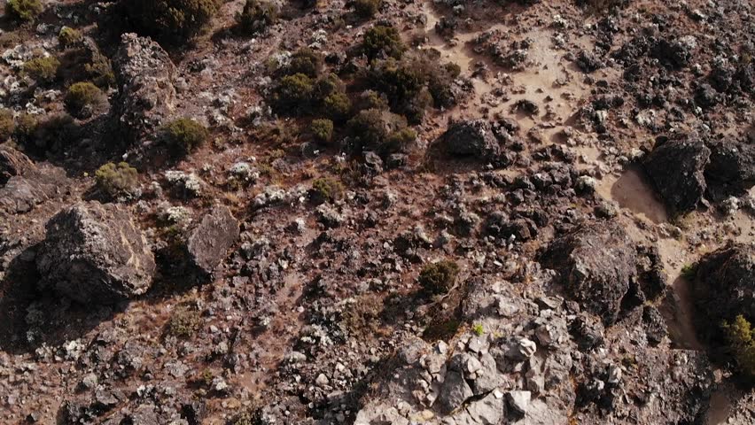 Mount Kilimanjaro in Tanzania. Base camp. Aerial view.