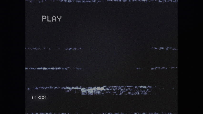 VHS static opening flickering PLAY, pulsing circuits, forming X, looping glitch for retro interface. Nostalgia, glitch, digital, technology, cyberpunk, abstract, animation