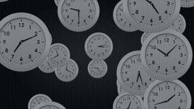 Starting white analog clocks drifting and rotating as green binary code cascading showing time flow. Abstract, technology, motion, futuristic, digital, virtual, pattern - Powered by Shutterstock - Get 15% off with code: PIKWIZARD15