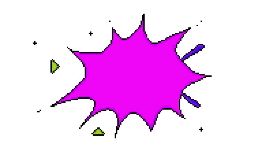 Pixel Art Cartoon Speech Pink Bubble Animation Loop on White Screen. Perfect for retro video games, animated dialogue pop up nostalgic gaming projects. Comic Bubbles Popup Style