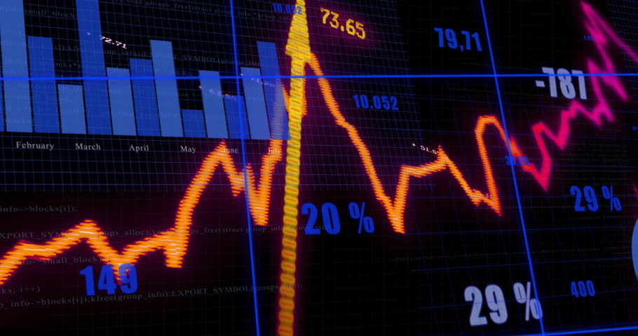 On load, dashboard animating trend line emerging, bars rising, pie chart rotating visualizing data. Analytics, visualization, modern, technology, infographic, dashboard, data