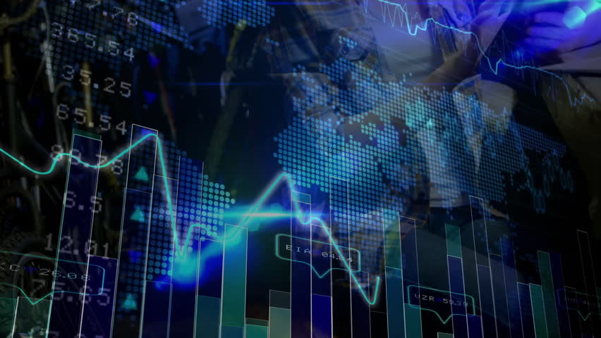 Analyst tapping tablet monitoring neon-blue line graph pulsing transparent bar chart in tech lab. Data, analytics, visualization, dashboard, connectivity, technology, innovation - Powered by Shutterstock - Get 15% off with code: PIKWIZARD15