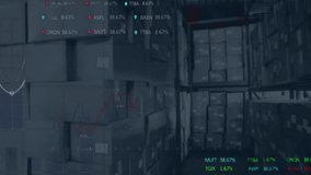 Opening warehouse aisle, overlaying bar chart, drawing line graph, updating data for stock analysis. Industrial, analytics, data visualization, technology, logistics, business, minimalist - Powered by Shutterstock - Get 15% off with code: PIKWIZARD15